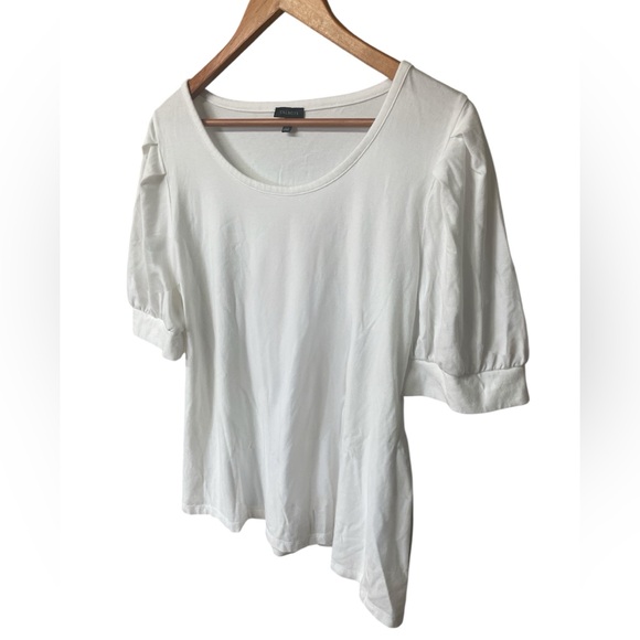 Talbots White Puff Sleeve Tee Cotton Modal Stretch Top Large - Picture 3 of 5
